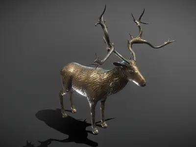 Deer Bronze Statue Low-poly 3D model