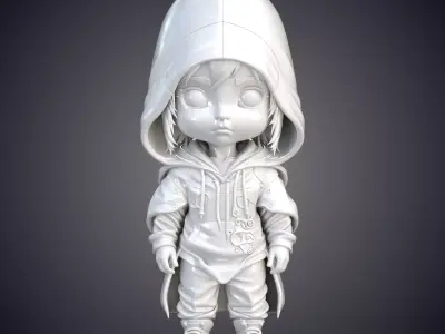 Chibi Hooded Wanderer Stylized 3D Print Miniature PM-505 3D print model