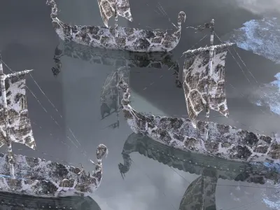 Viking Ship Ruin in ice 3D model