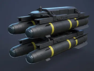 Helicopter Nato Weapons Set Low-Poly Low-poly 3D model