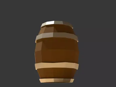Low poly Wooden Barrel Low-poly 3D model