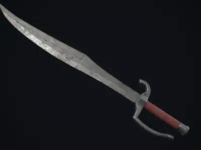 Medieval Weapon Falchion -PBR- Game Ready Low-poly 3D model