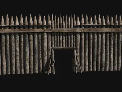 VIKING NORSE WALLS WATCHTOWER TOWER GATE MEDIEVAL COLLECTION Low-poly 3D model