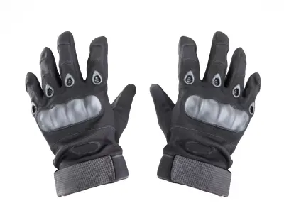 Military gloves of color black with PBR textures 16 Low-poly 3D model