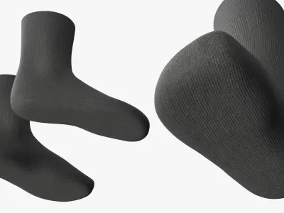 Mens Socks Pair Black 3D model
