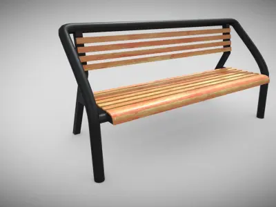 Outdoor Bench Low-poly 3D model get