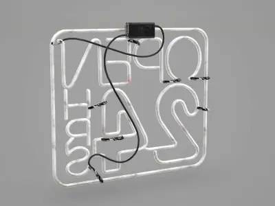 Game Ready Japanese Signs Set Sign Neon 24H Free low-poly 3D model