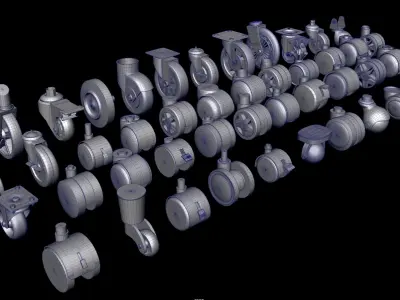 Chair wheels collection Low-poly 3D model