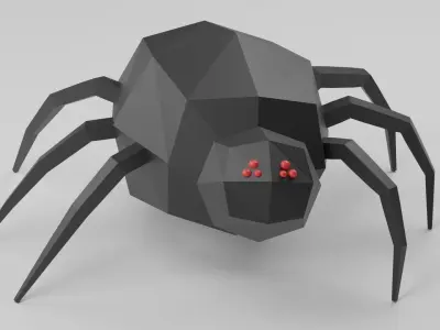 Low-Poly Rigged Spider - IK Rig Low-poly 3D model