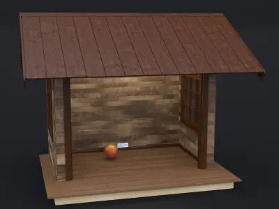 EUROPEAN COMMERCIAL WOODEN BUILDING STALL 2024-001 3D model