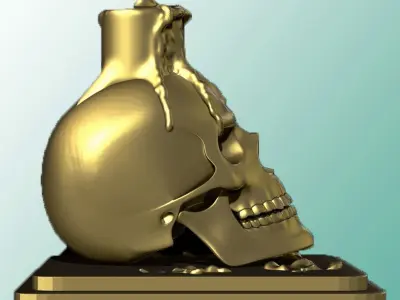 Candle melting on skull sculpture Free 3D print model
