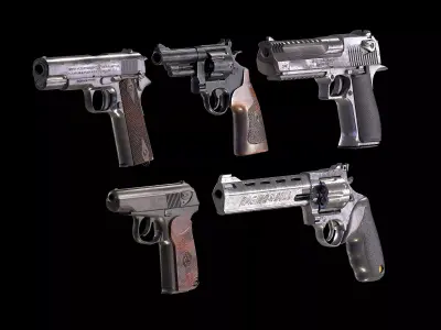 PISTOL WEAPON PACK LOW-POLY PBR Low-poly 3D model