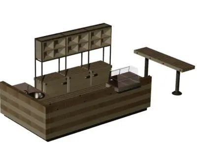 bar-furniture kitchen with sink and counter top Low-poly 3D model