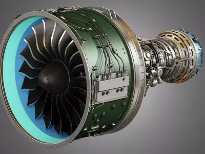 PW GTF Geared Turbofan Engine - with Interior Parts 3D model