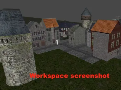 Medieval town construction kit for Unity Low-poly 3D model