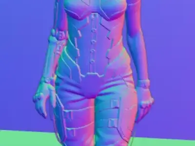 Cyber punk Woman 3D model Game ready rigged with animation Low-poly 3D model