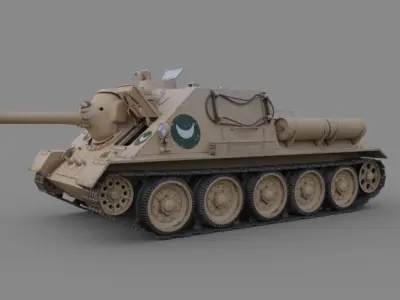 Pack SU 100 tank destroyer 3 versions Egypt Russian Free 3D model