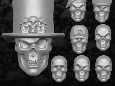 Skull Collection Heads 3D printable File 3D print model
