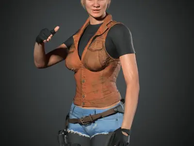 Realistic women modular character female f1 Low-poly 3D model