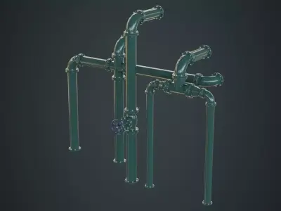 Industrial Pipes 2A Low-poly 3D model