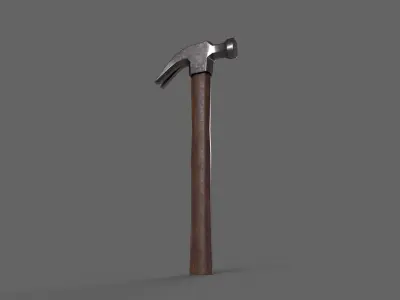PBR Claw Hammer Wood3 Low-poly 3D model