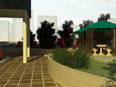 office building exterior with customer hall 3D model