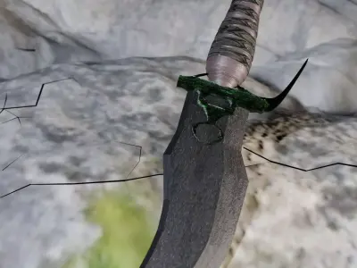 Curved Fantasy Dagger Game-Ready Asset with Cinematic Detail 3D model