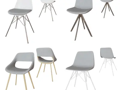 Modern dining room chair set Free low-poly 3D model