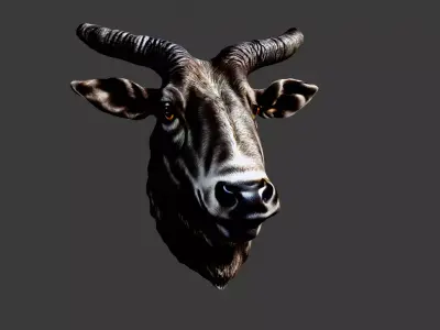 Bull Animal Head Low-poly 3D model