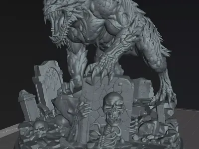 Varkhul the Crypt Devourer Dark Fantasy Monster STL 75mm  3D print model