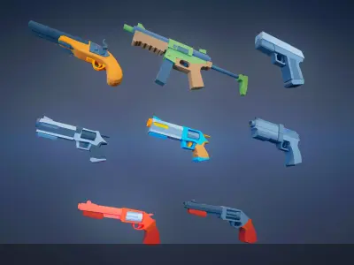 Poly Weapons Pack 01 Low-poly 3D model