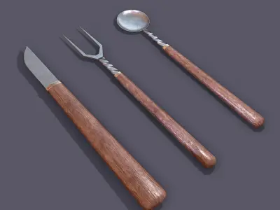 Medieval Cutlery  Free low-poly 3D model