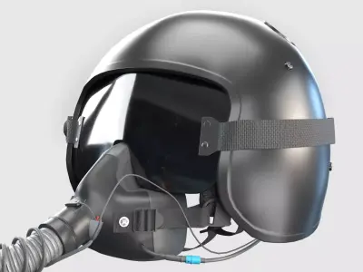 Fighter Jet Pilot Helmet with Oxygen Mask 3D model