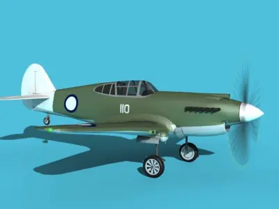 Curtiss P-40B Tomahawk V10 New Zealand 3D model