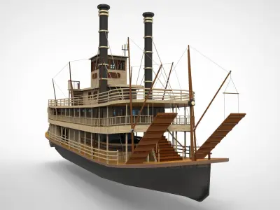 Paddle steamers 19th century 3D model