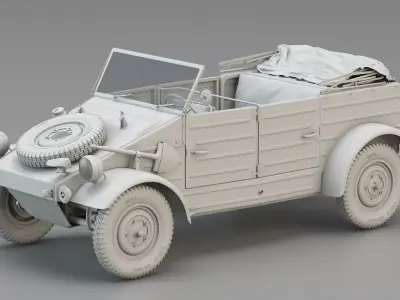WWII German Military Utility Car 3D model
