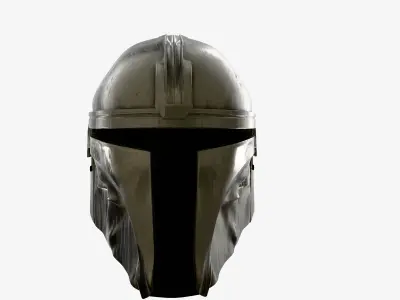After War Mandalorian Helmet Damaged Sci-Fi Prop Low-poly 3D model
