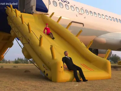 Inflatable Emergency Plane Ramp Yellow 3D model