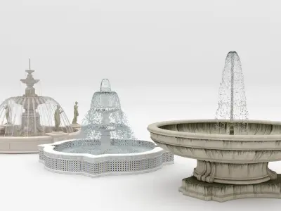 3 Fountains three different 3D model