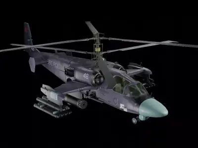 Kamov helicopter Ka-52 alligator Low-poly 3D model