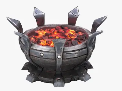 Stylized Dungeon Brazier Low-poly 3D model
