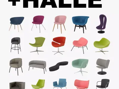 PlusHalle Collection bar stool with legs 3D model