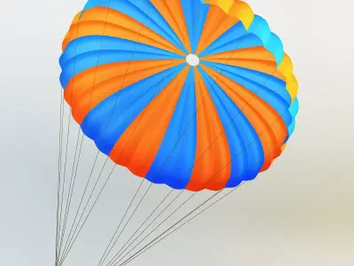 Parachute Orange and Blue 3D model