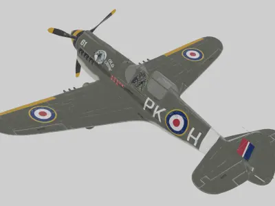 3D Britain Fully Rigged Wwii-Style Fighter Aircraft 3D model