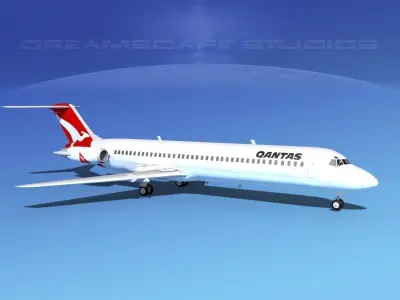 Douglas DC-9-40 Qantas  3D model