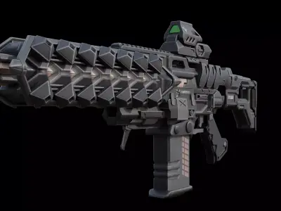 PSHW Sting Sci-Fi Rifle Compact Bullpup SMG Game Ready Low-poly 3D model