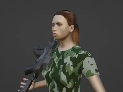 Army Girl Low-poly 3D model