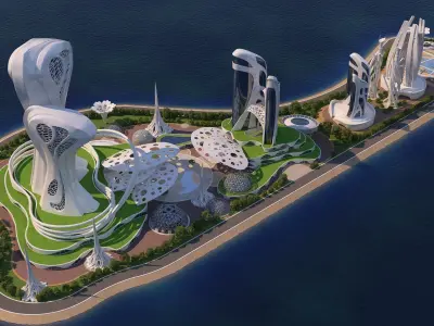 0078 - Future City Island 02 - 2D Drawing - 3D Files 3D model