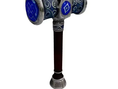 Fantasy Magic Hammer Blue Jewel 3D model