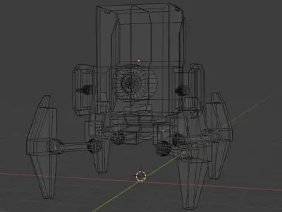 low poly turret futuristic robot Low-poly 3D model